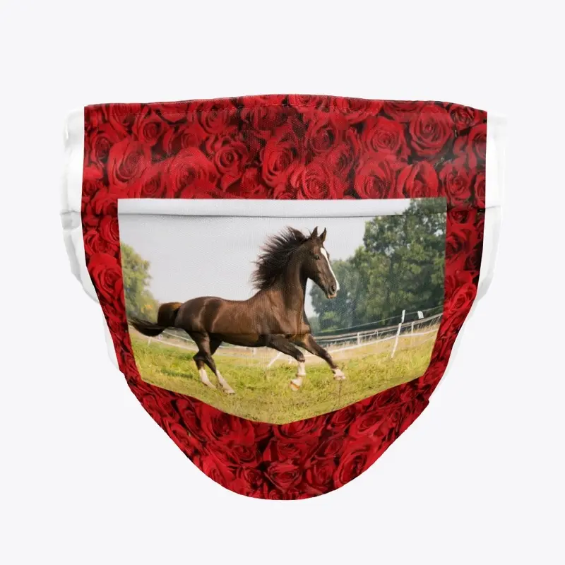 Horse and roses